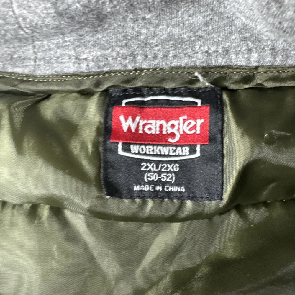 Wrangler Workwear green lightly lin hooded sleeveless zipup vest Men's 2XL 50/52